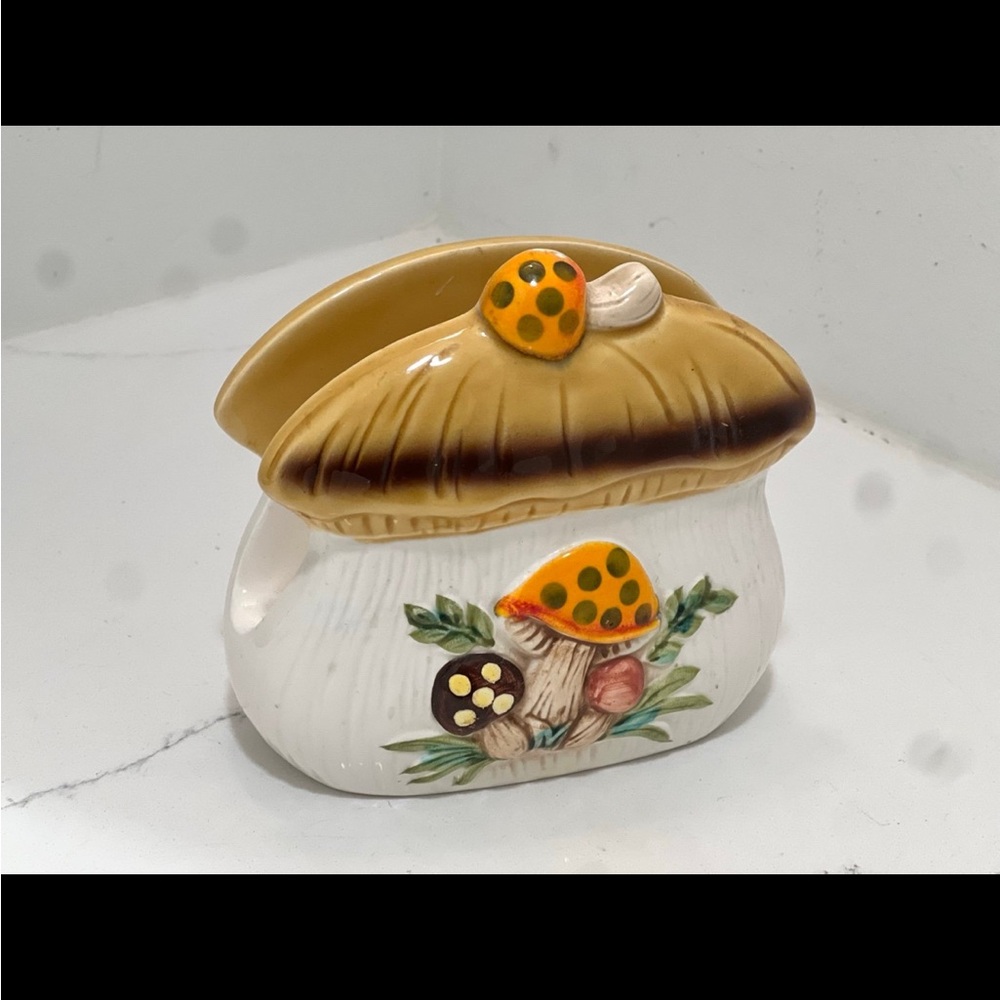 Vintage Mushroom Ceramic Napkin Holder